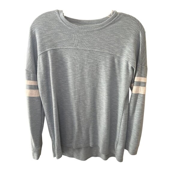 Rumi + Ryder YL 16-18 Gray Heathered Sweatshirt With Striped Sleeves - Picture 1 of 3